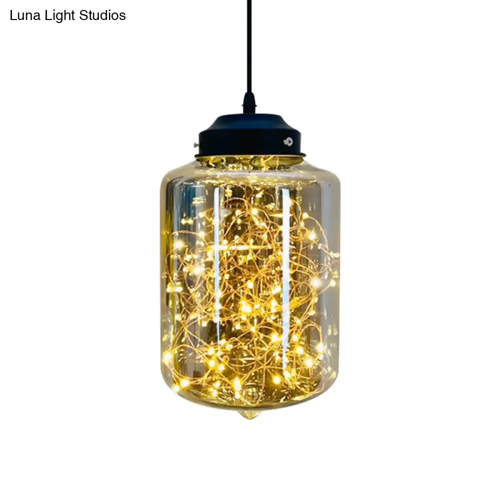 Postmodern LED Ceiling Light in Smoke Grey Glass & Chrome/Black - Perfect for Dining Room