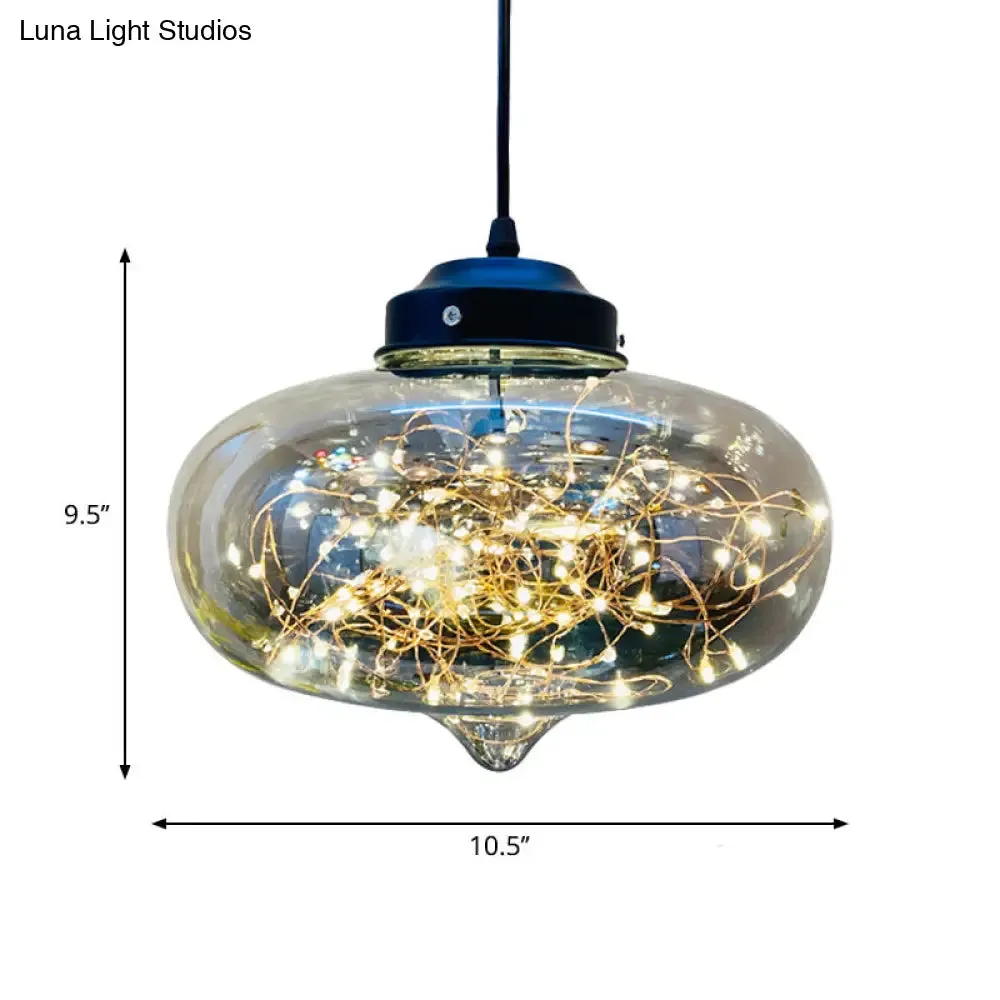 Postmodern LED Ceiling Light in Smoke Grey Glass & Chrome/Black - Perfect for Dining Room