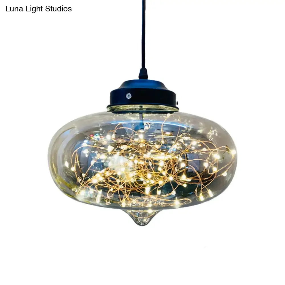 Postmodern LED Ceiling Light in Smoke Grey Glass & Chrome/Black - Perfect for Dining Room