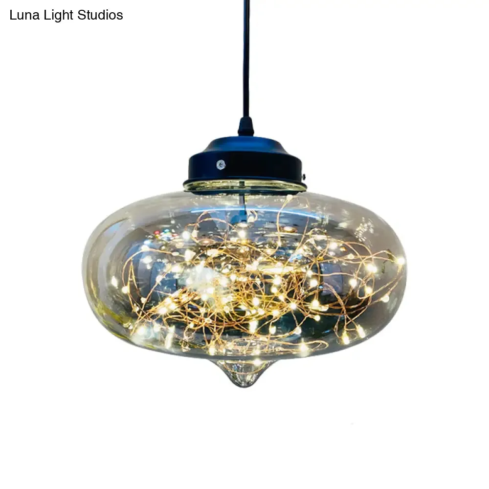 Postmodern LED Ceiling Light in Smoke Grey Glass & Chrome/Black - Perfect for Dining Room