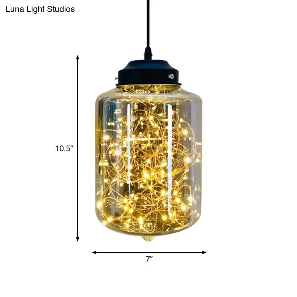 Postmodern LED Ceiling Light in Smoke Grey Glass & Chrome/Black - Perfect for Dining Room