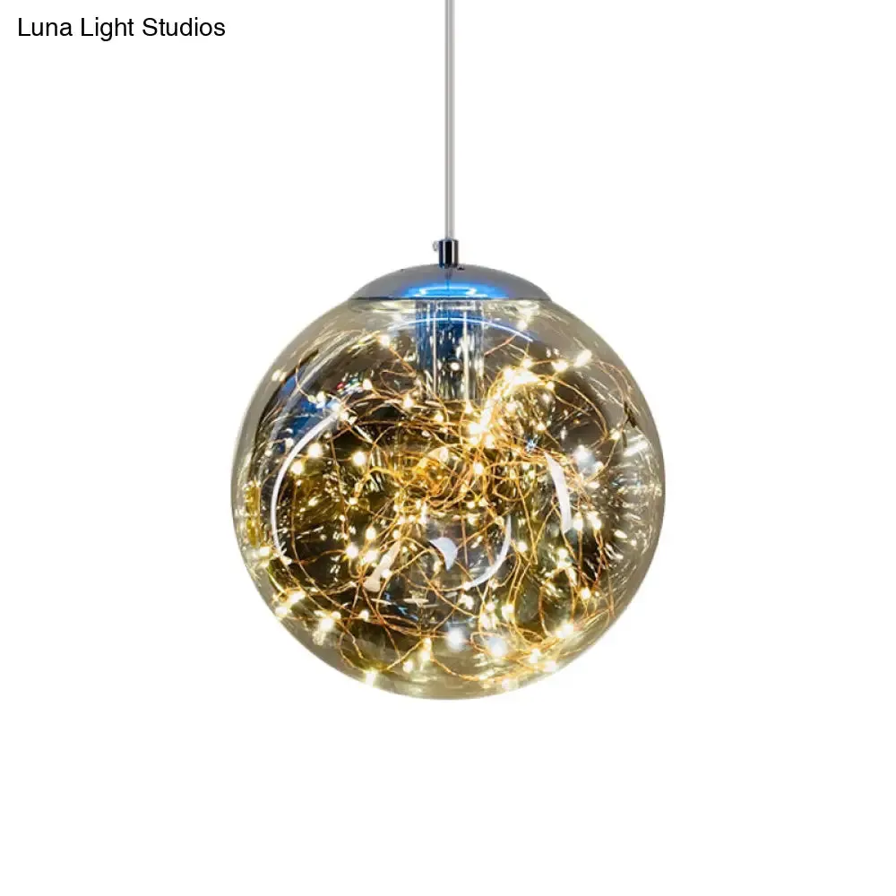 Postmodern LED Ceiling Light in Smoke Grey Glass & Chrome/Black - Perfect for Dining Room