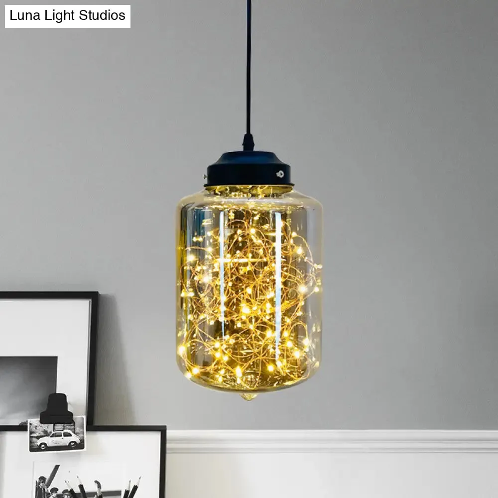 Postmodern LED Ceiling Light in Smoke Grey Glass & Chrome/Black - Perfect for Dining Room