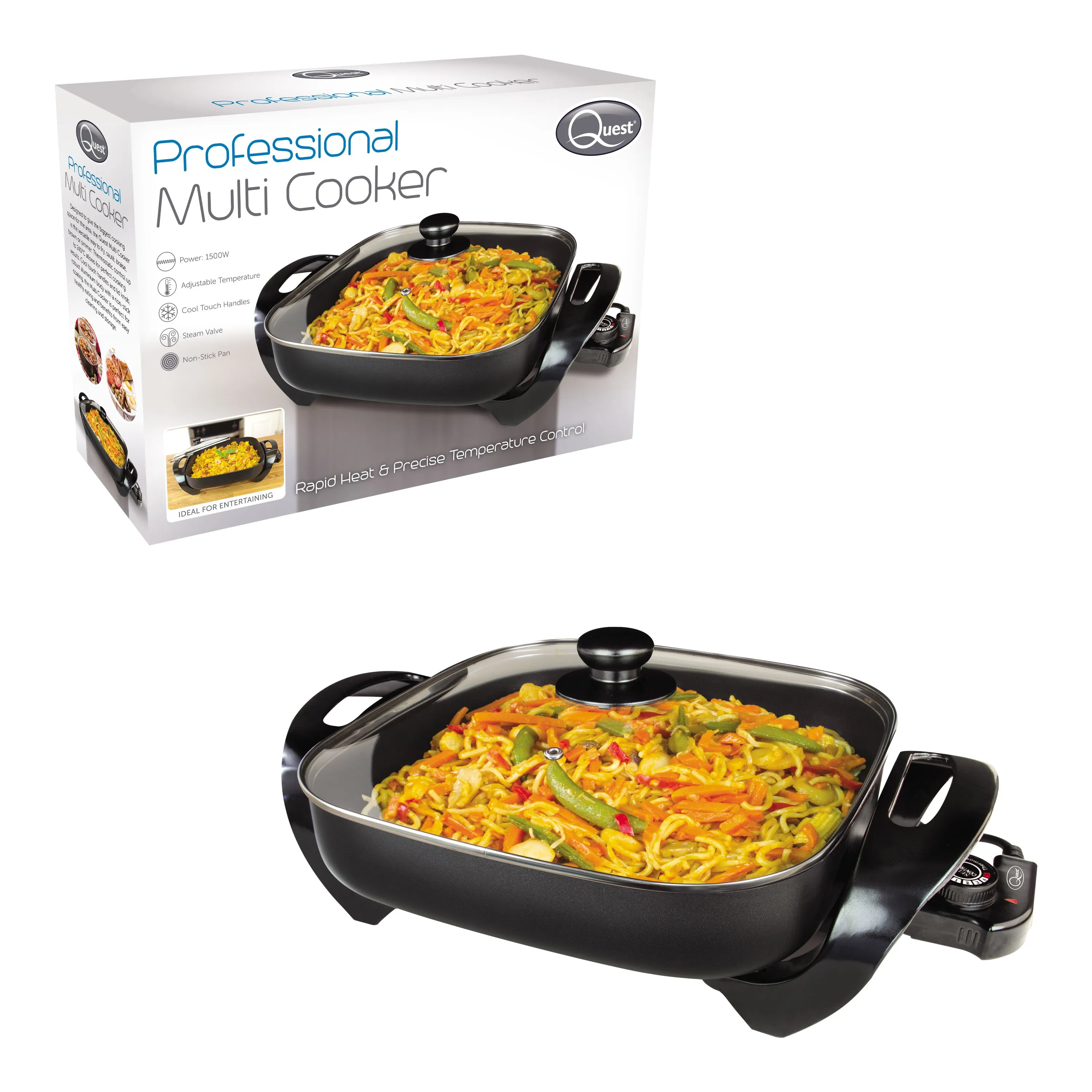 Quest Square Multi Function Cooker 1500W - Black