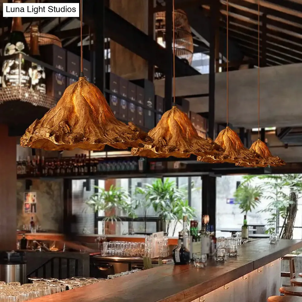 Resin Lotus Leaf Pendant Light - Artistic Single-Bulb Hanging Fixture for Restaurants