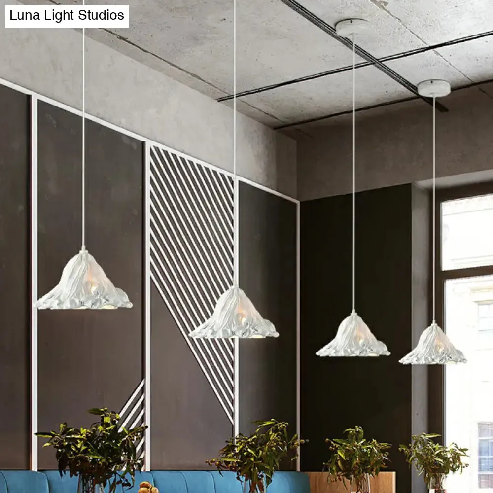 Resin Lotus Leaf Pendant Light - Artistic Single-Bulb Hanging Fixture for Restaurants