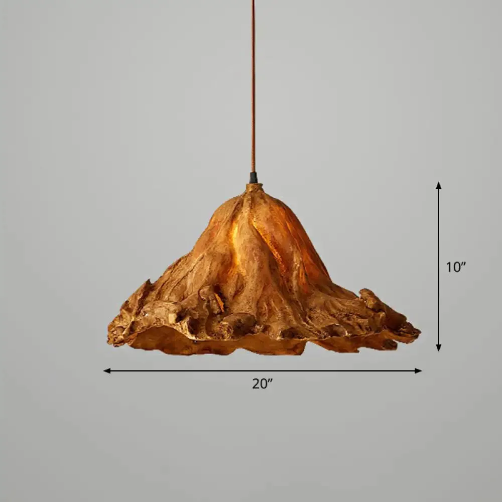 Resin Lotus Leaf Pendant Light - Artistic Single-Bulb Hanging Fixture for Restaurants
