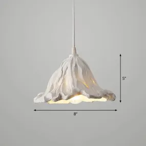 Resin Lotus Leaf Pendant Light - Artistic Single-Bulb Hanging Fixture for Restaurants