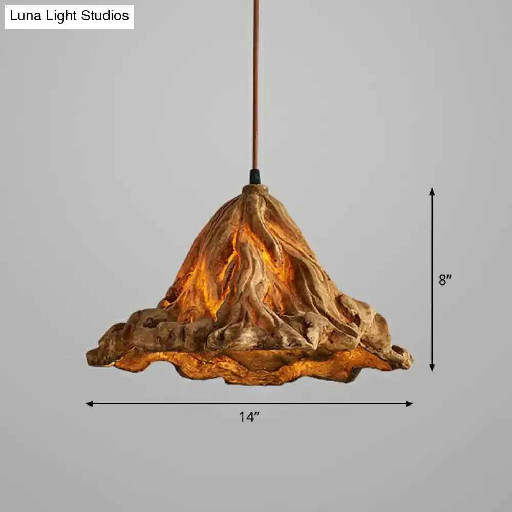 Resin Lotus Leaf Pendant Light - Artistic Single-Bulb Hanging Fixture for Restaurants