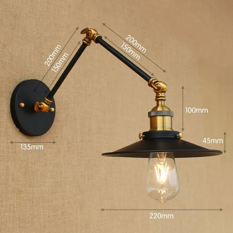Retro Loft Industrial Wall Lamp with Swing Arm