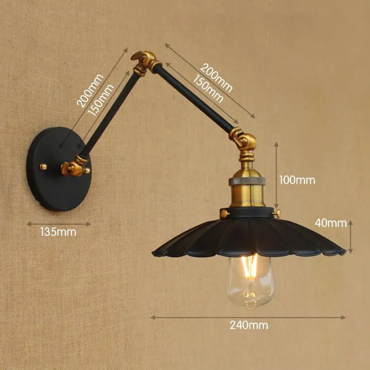 Retro Loft Industrial Wall Lamp with Swing Arm