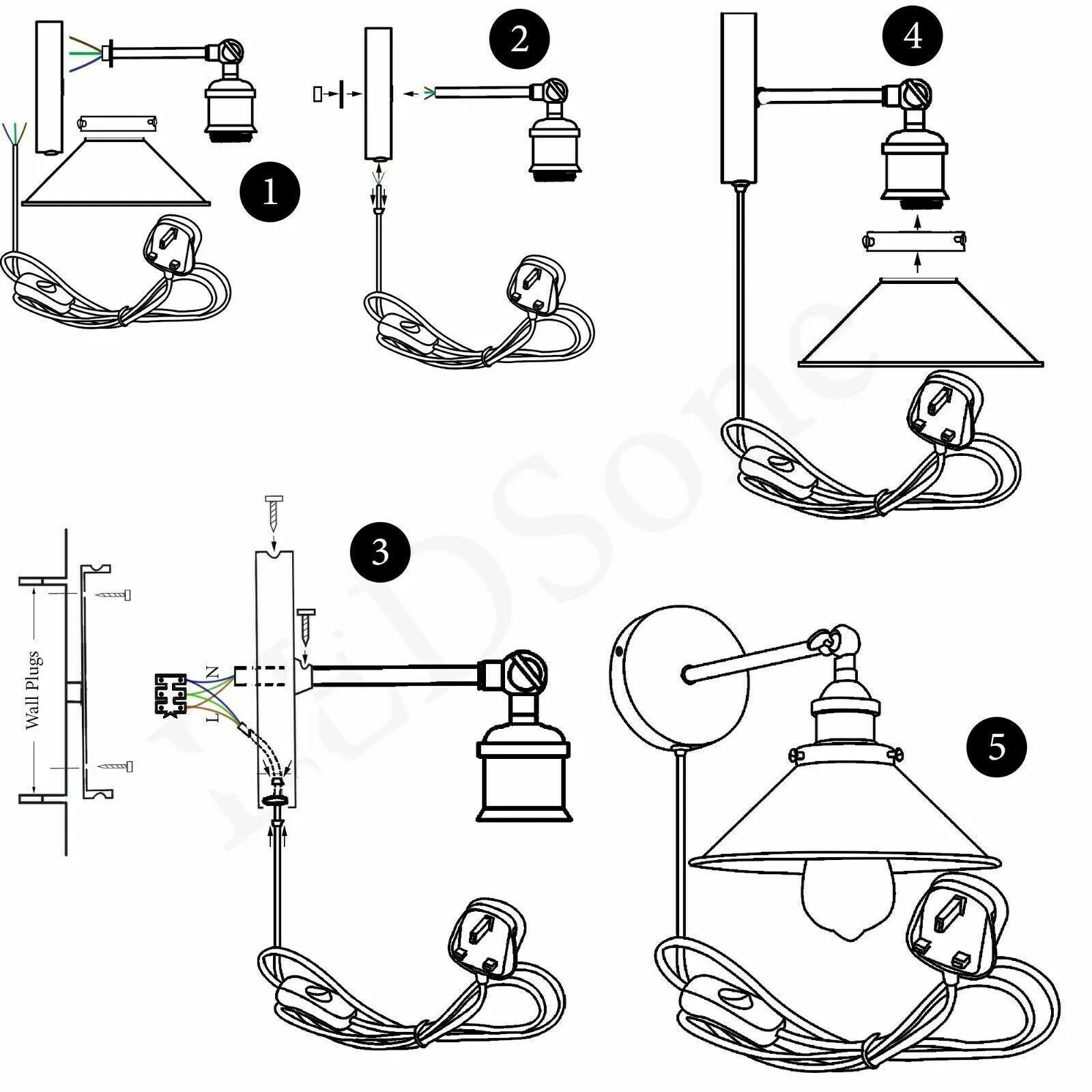 Retro Wall Lights E27 Adjustable Wall Arm Industrial Wall Light Fixtures Sconce Lamp for Loft Coffee Bar~1279