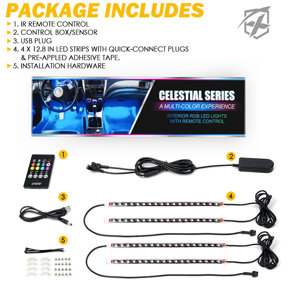RGB LED Interior USB Car Light Set 4PC | Celestial Series