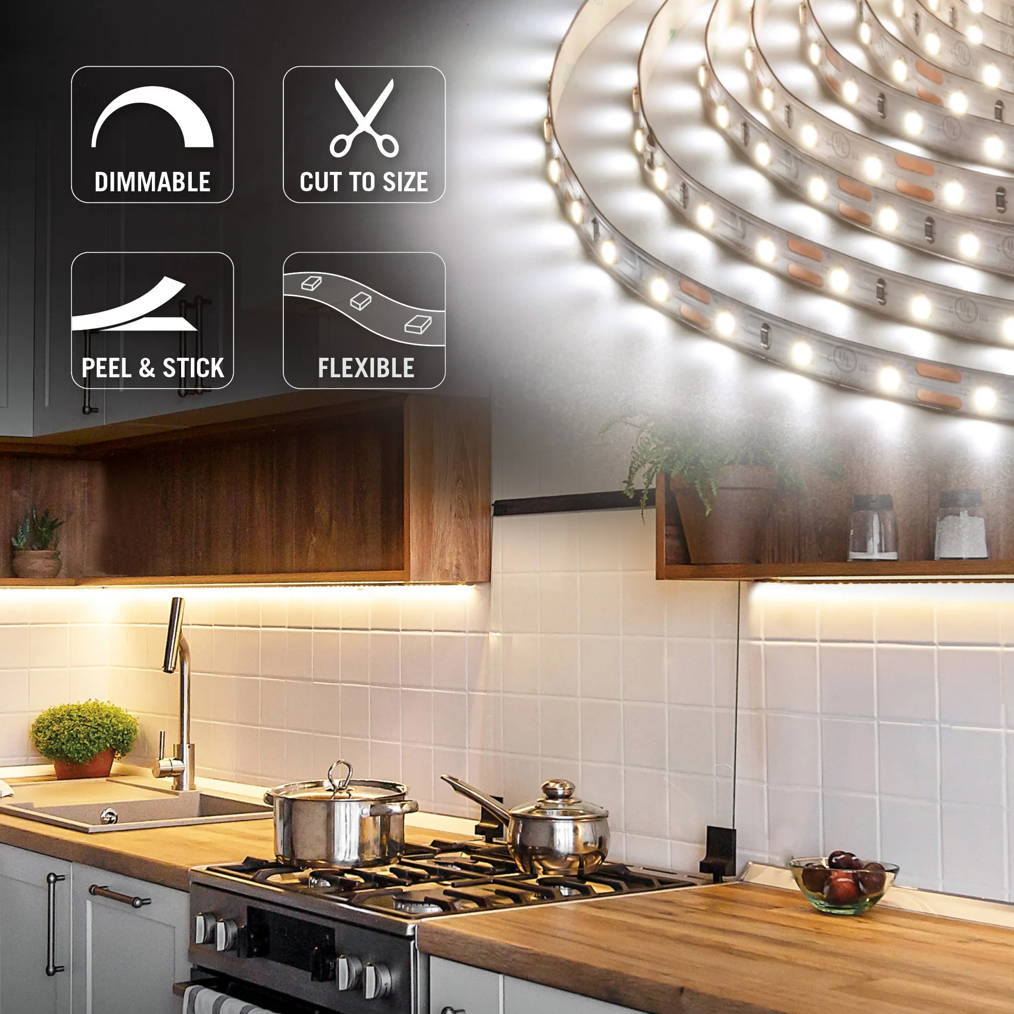 RibbonFlex Pro 12V White LED Strip Light Tape 60 LEDs/m