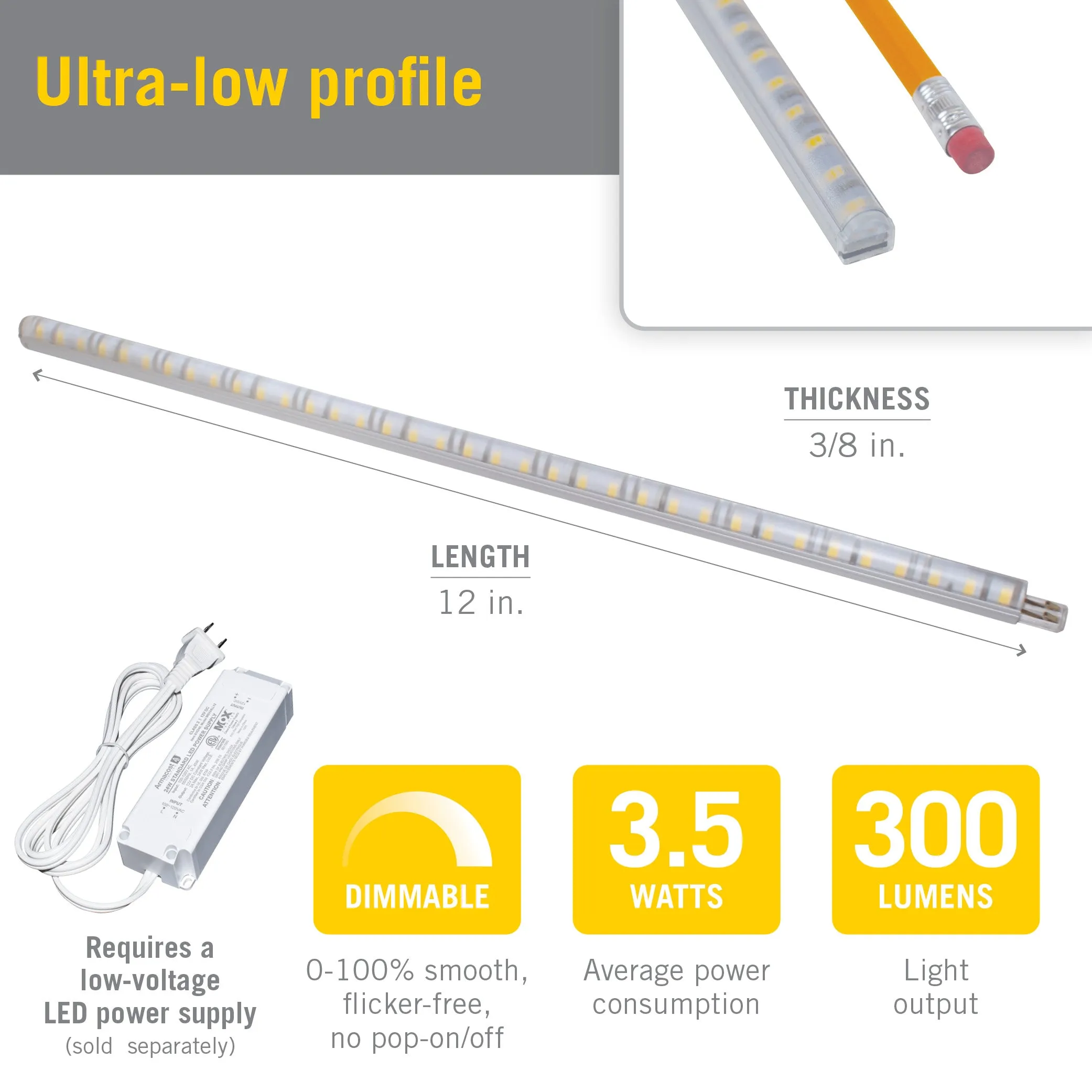 RigidStrip 12" Linkable LED Strip Light Diffuser