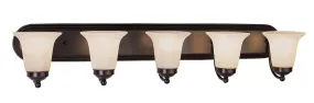 Rusty 5-Light Vanity Bar in Rubbed Oil Bronze with Marbleized Glass