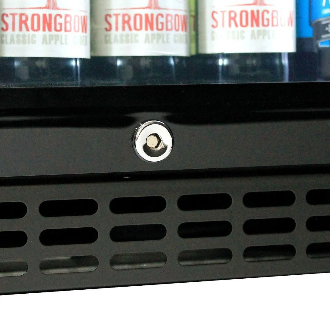 Schmick 164 Litre Black Under Bench Bar Fridge with Single Triple-Glazed Glass Door - SK156-B