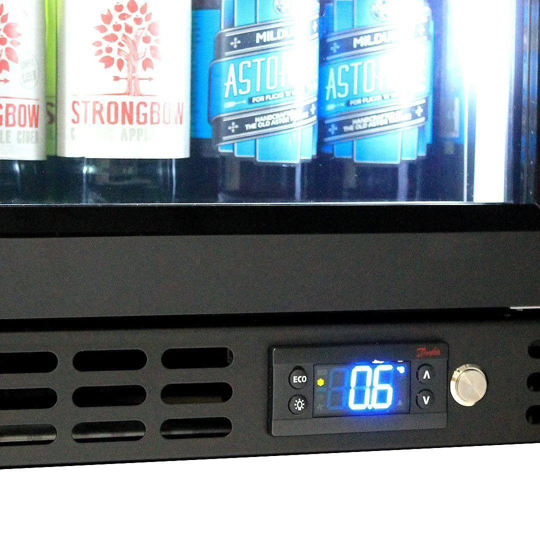 Schmick 164 Litre Black Under Bench Bar Fridge with Single Triple-Glazed Glass Door - SK156-B