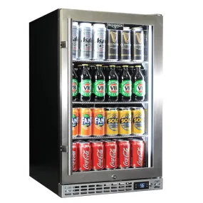 Schmick SK126-SS 132L Stainless Steel Under Bench Triple Glazed Glass Door Bar Fridge