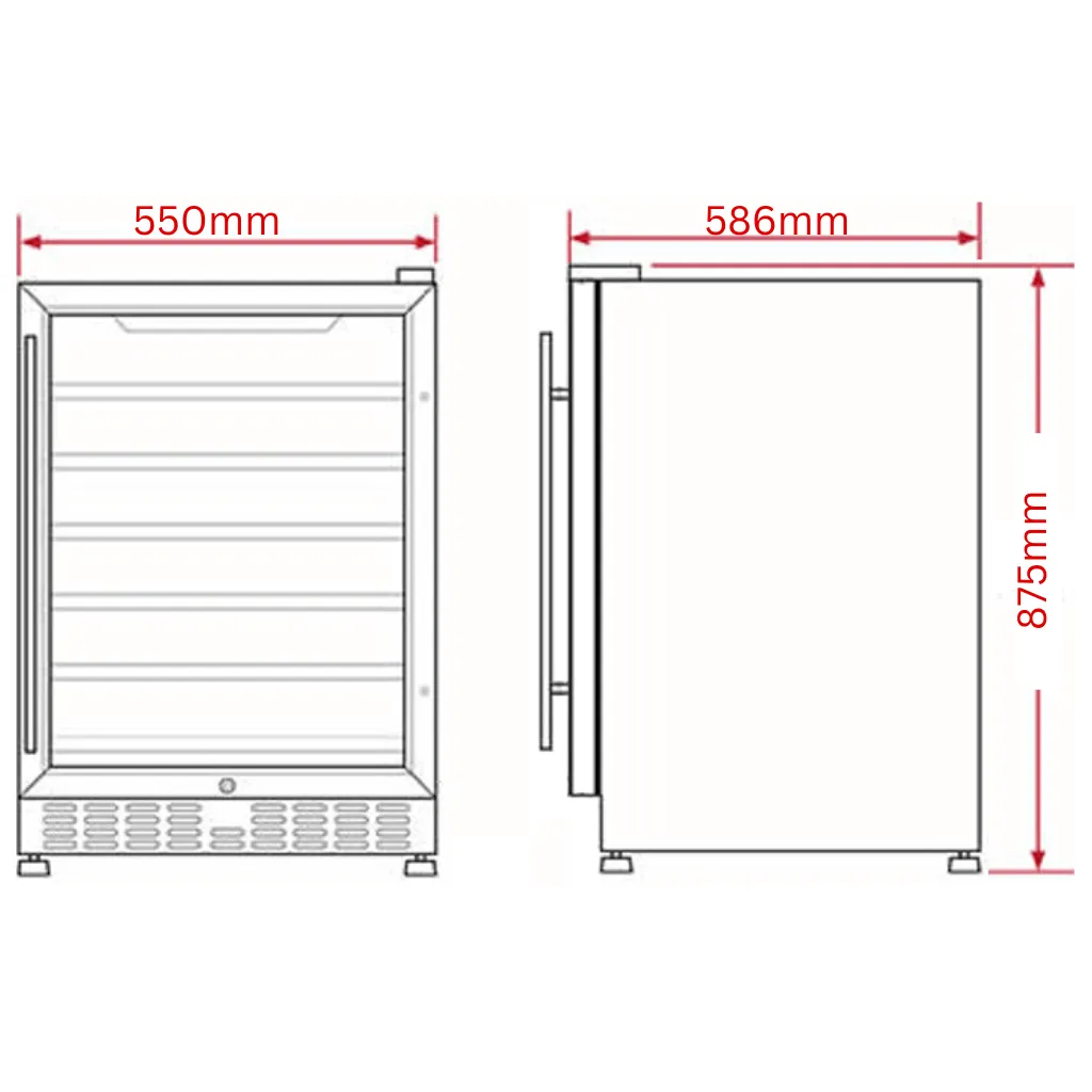 Schmick SK146L-HD 164L Stainless Steel Front Venting Under Bench Bar Fridge