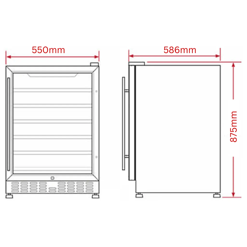 Schmick SK146R-HD 164L Black Under Bench Bar Fridge
