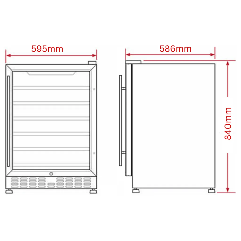 Schmick SK156-SS 164L Stainless Steel Front Venting Under Bench Bar Fridge