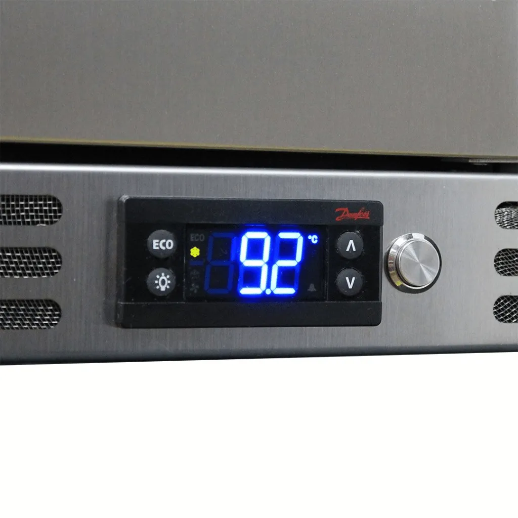 Schmick SK156L-HD 164L Stainless Steel Under Bench Heated Glass Door Bar Fridge