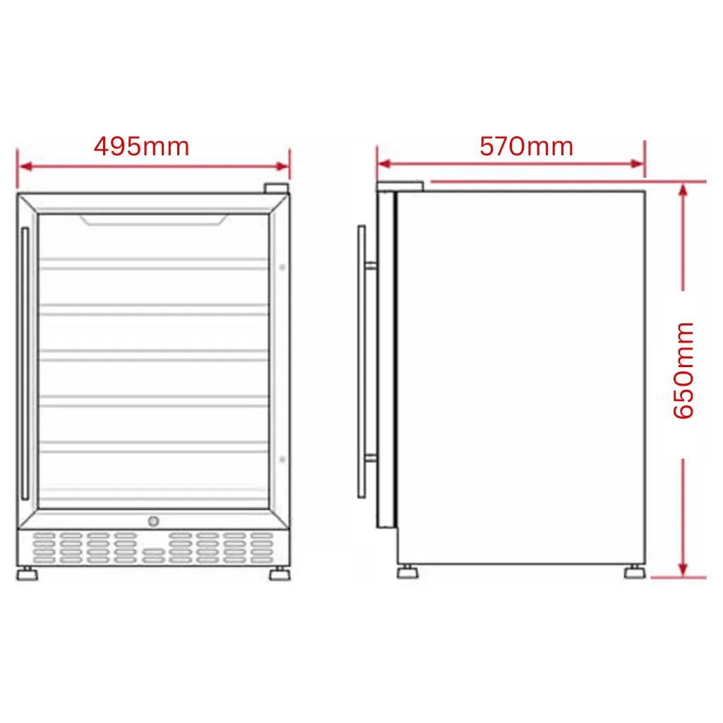 Schmick SK86L-HD 89L Stainless Steel Under Bench Bar Fridge