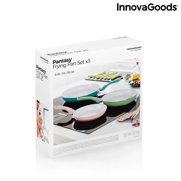 Set of Non-stick Frying Pans with Ceramic Coating Pantasy InnovaGoods 3 Pieces (ø 20-24-28 cm)