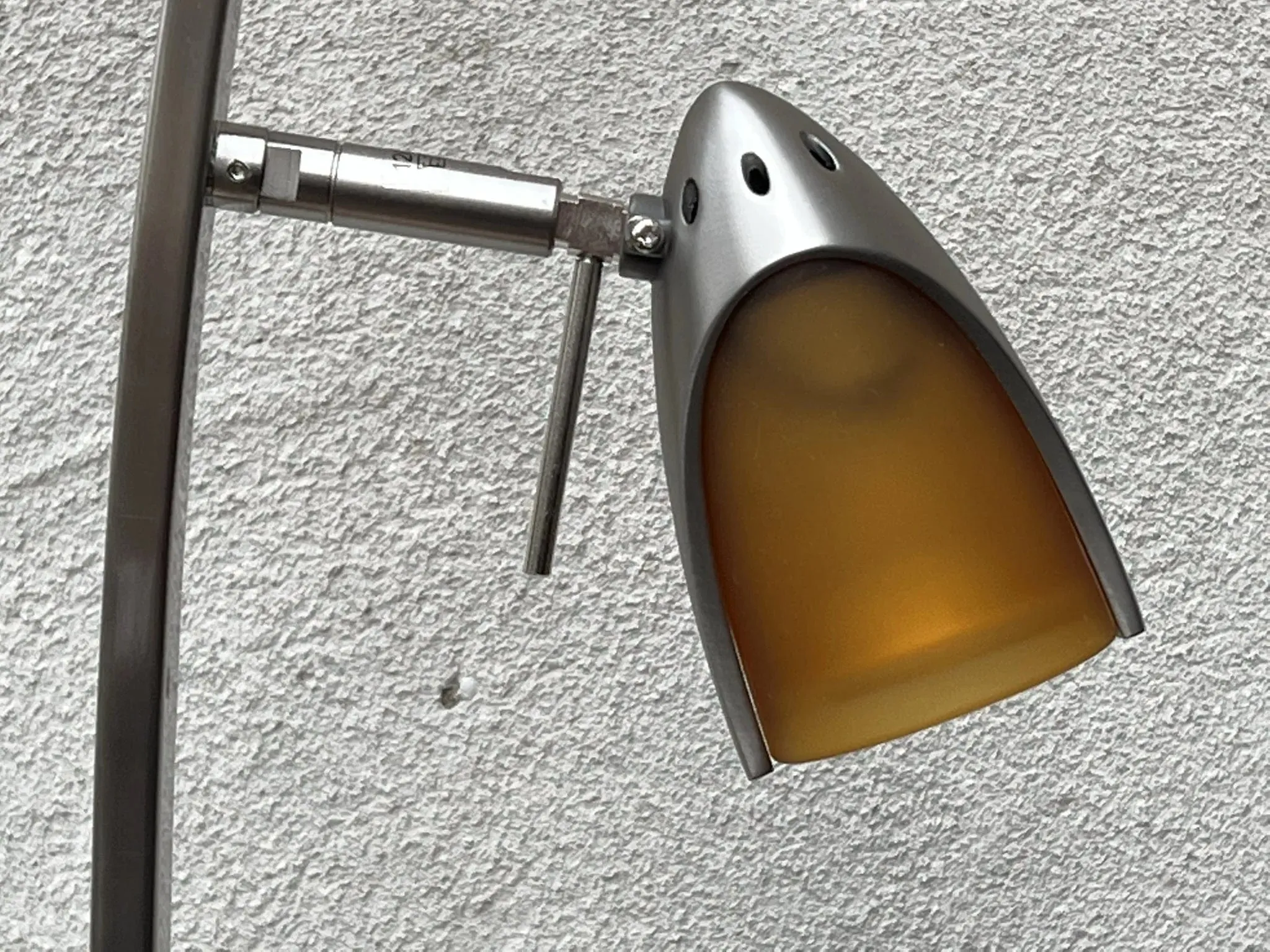 Slim Modern Vintage Tulip Floor Lamp, 1990's, Two Lights, Compact, New Old Stock, Blue (or Amber) Glass