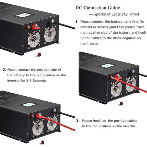 SPT3000 - 24VDC - 3000W Split Phase Pure Sine Wave Inverter - DC to AC - Multiple Outlets