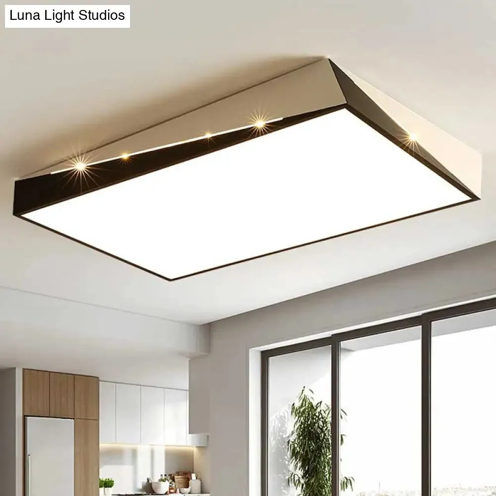 Stylish Split Design LED Flush Mount in Black and White with Warm/White Light for Living Room, Available in 3 Sizes (16"/19.5"/23.5")