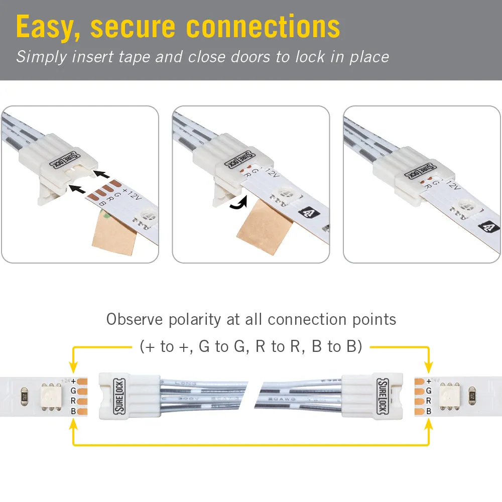 SureLock 4 Pin RGB LED Strip Light Wire Lead Connectors