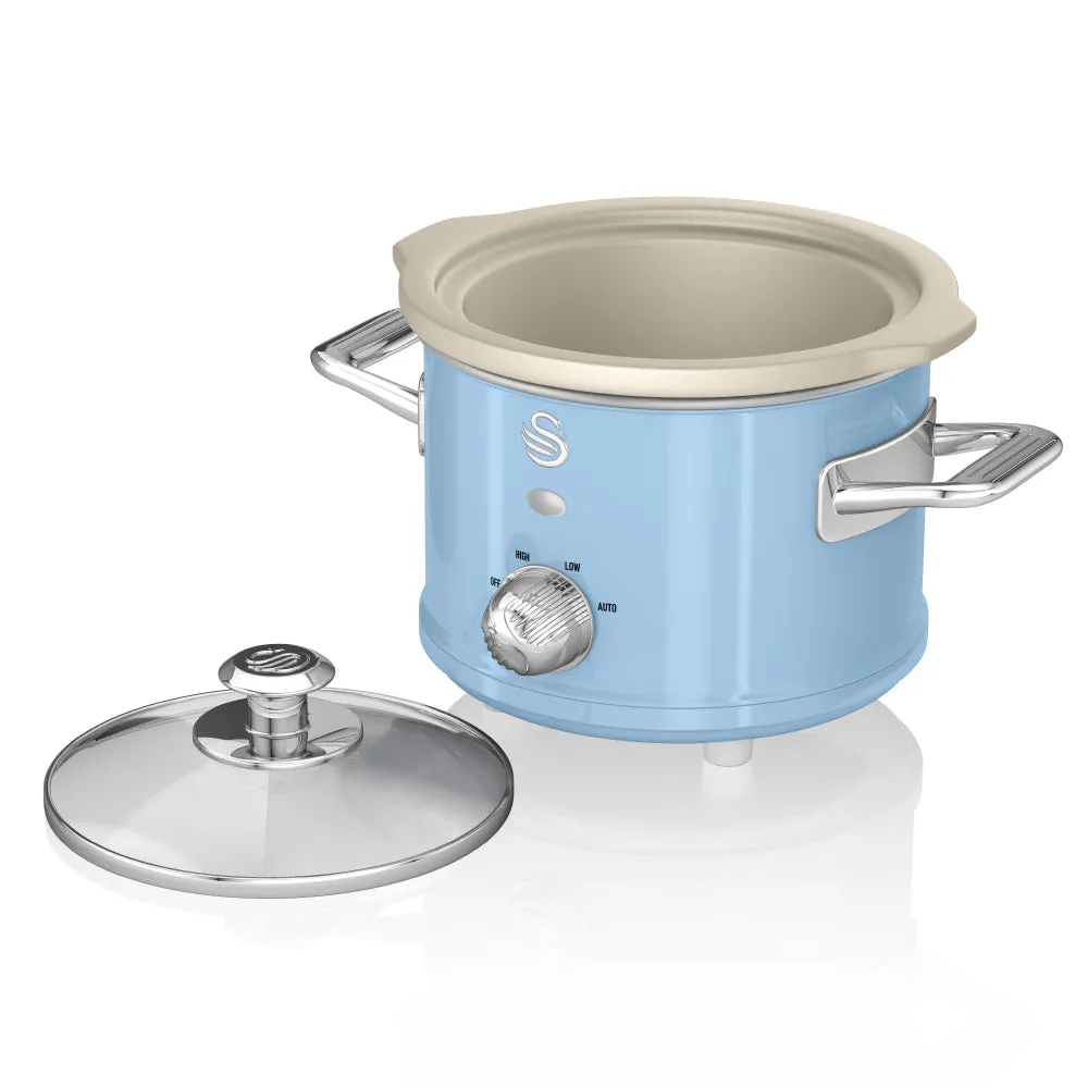 Swan Slow Cooker Retro Blue 1.5L  - Blue