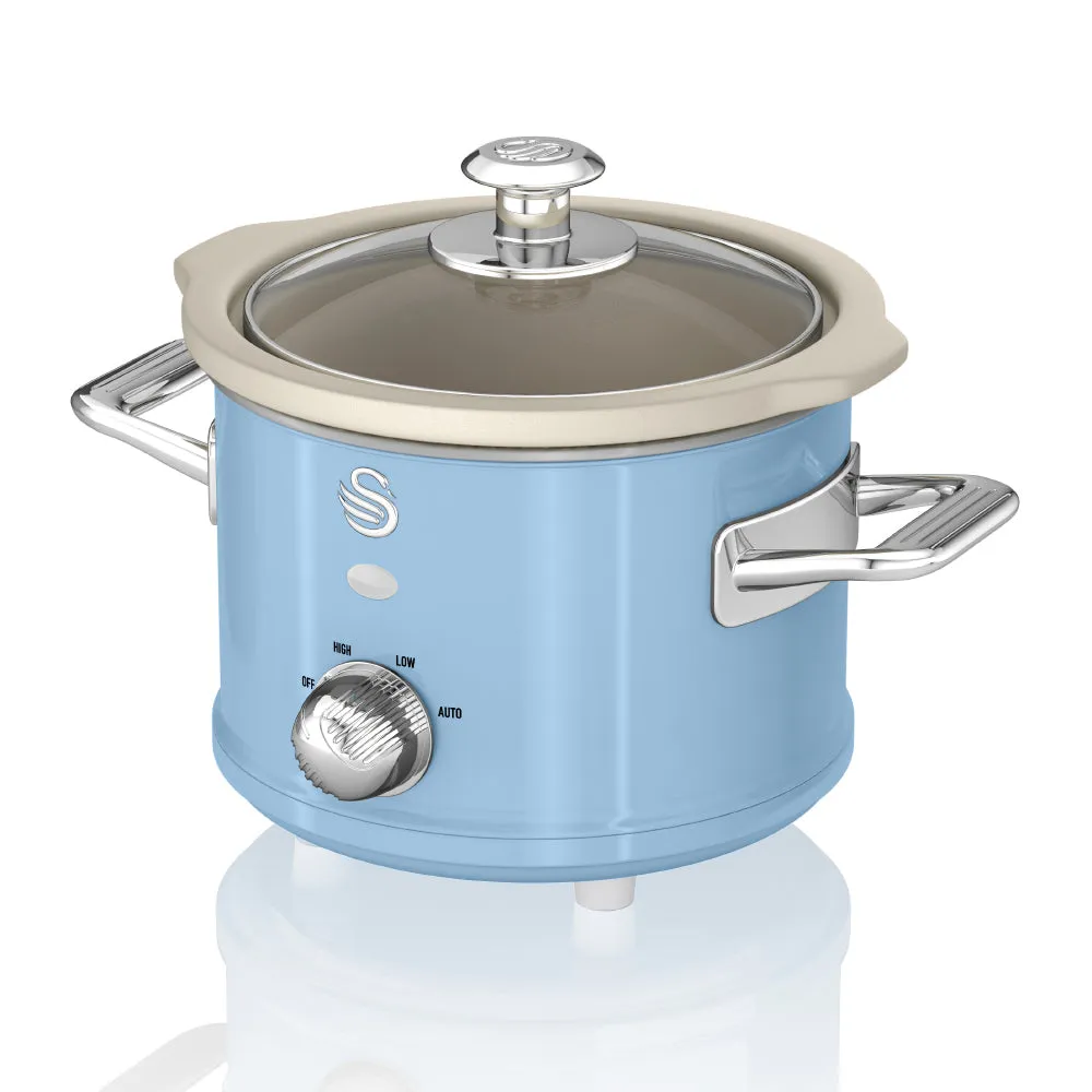 Swan Slow Cooker Retro Blue 1.5L  - Blue