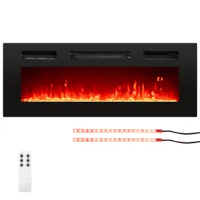 Tangkula 36 Inches Electric Fireplace, 5,000 BTU Fireplace Insert with LED Light Strips, Remote