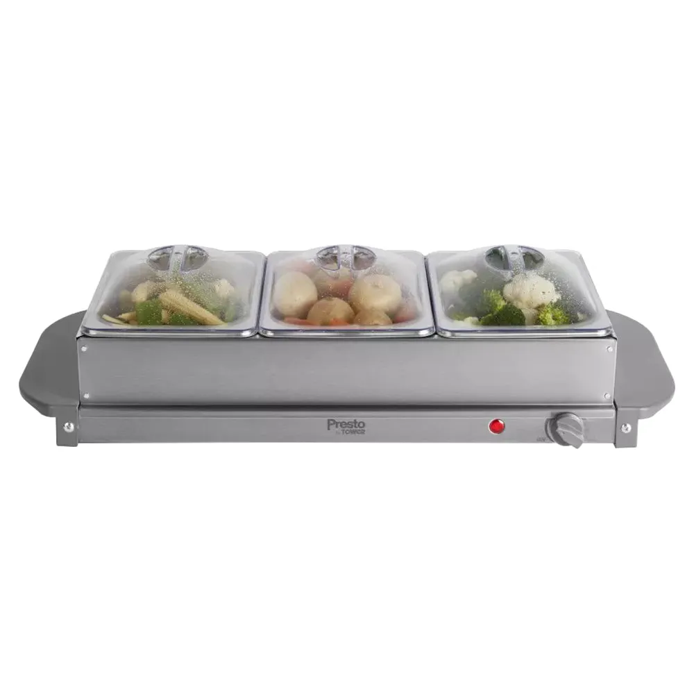 Tower Presto 3 x 1.5L Tray Buffet Server - Grey | PT16021GRY