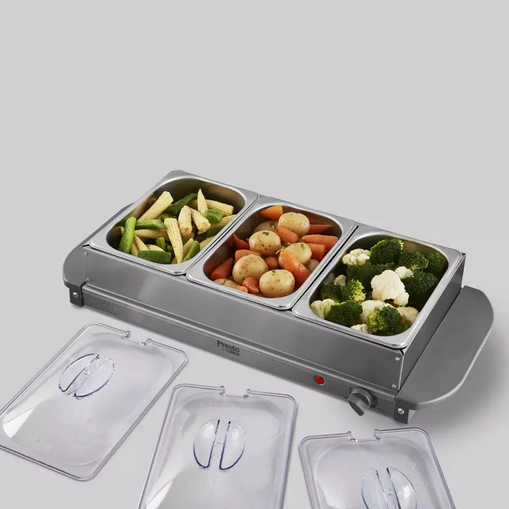 Tower Presto 3 x 1.5L Tray Buffet Server - Grey | PT16021GRY