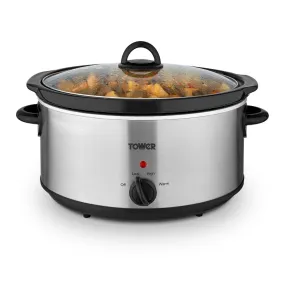 Tower Slow Cooker Oval 5.5L  - Stainless Steel