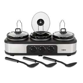 Tower Slow Cooker Three Pot  - Black