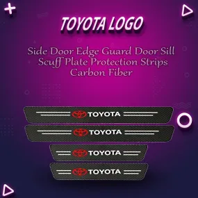 Toyota Logo Side Door Edge Guard Door Sill Scuff Plate Protection Strips Carbon Fiber