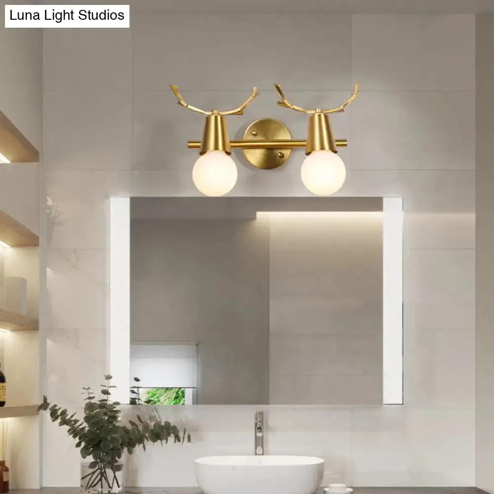 Traditional Global Vanity Wall Sconce in Brass - 1/2/3-Head Metal Light Fixture for Bathroom