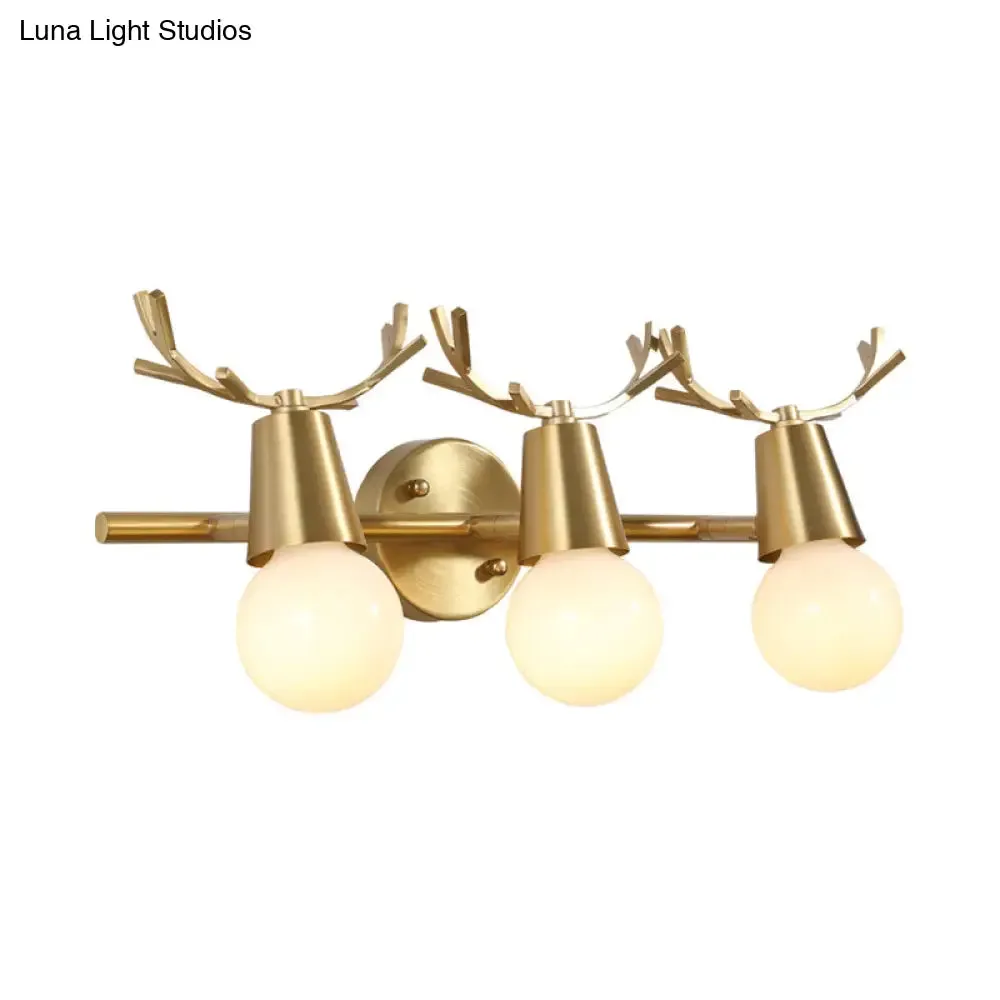 Traditional Global Vanity Wall Sconce in Brass - 1/2/3-Head Metal Light Fixture for Bathroom