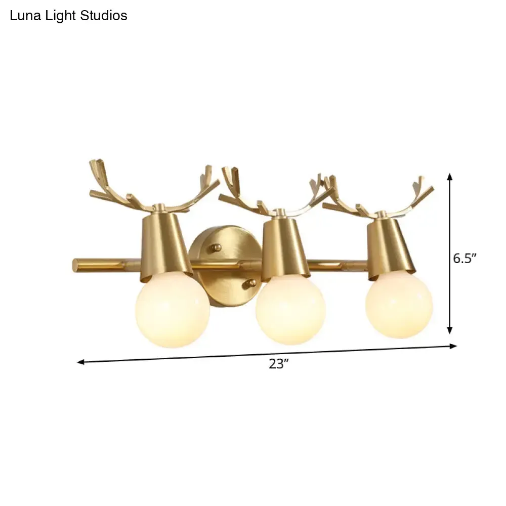 Traditional Global Vanity Wall Sconce in Brass - 1/2/3-Head Metal Light Fixture for Bathroom