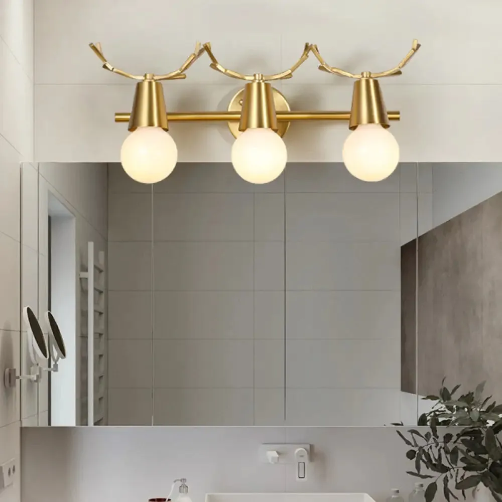 Traditional Global Vanity Wall Sconce in Brass - 1/2/3-Head Metal Light Fixture for Bathroom