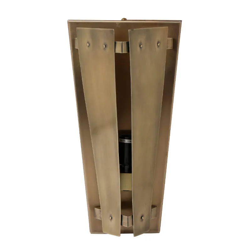 Tri-Angular Antique Brass Wall Lamp | 7 x 6 x 13 inches