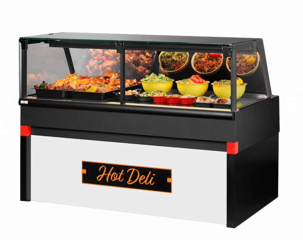 UBERT HOT 5 WELL DISPLAY CABINET WITH SQUARE GLASS
