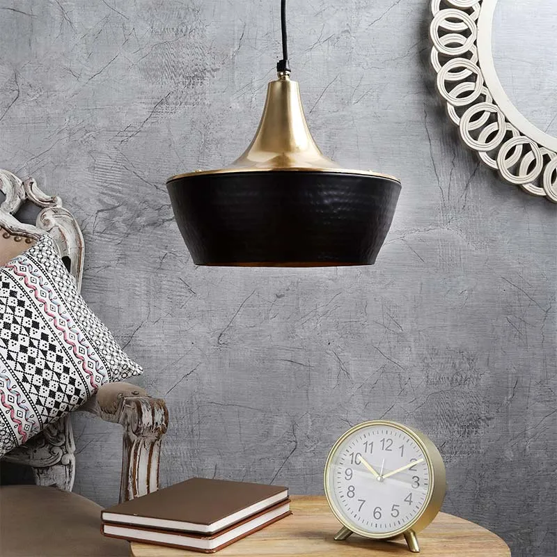 Vega Hanging Light Gold & Black Finish | 7 x 7 x 13 inches
