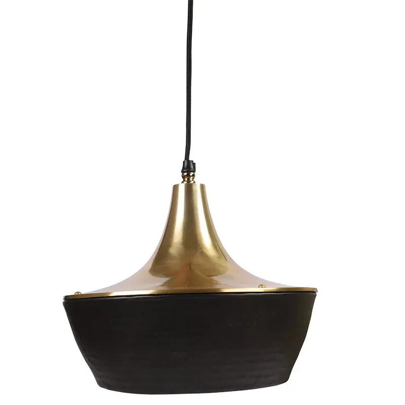 Vega Hanging Light Gold & Black Finish | 7 x 7 x 13 inches
