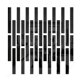 Wall1ders 30 Pcs Mirror Wall Stickers Striped Design Mirror Art Tile Decal Decoration DIY Self Adhesive Wall Line Border Acrylic Mirror for Home Living Room Bedroom Décor - (Black)